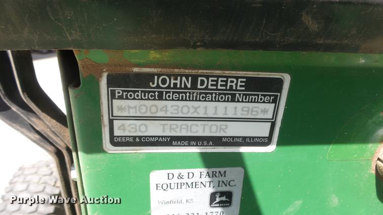 image for item EX9157 John Deere 430 lawn mower