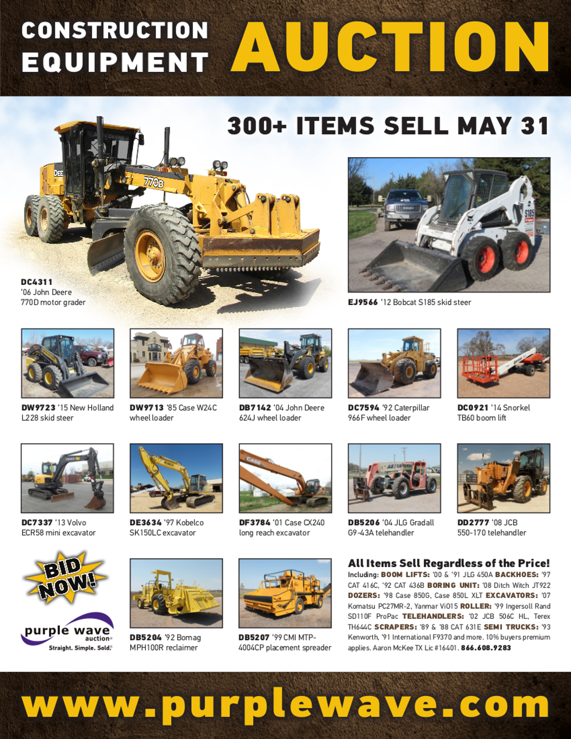 SOLD! Construction Equipment Auction Items Sold 5312018 Purple Wave