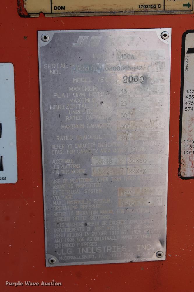 image for item DB5205 2000 JLG 450A boom lift