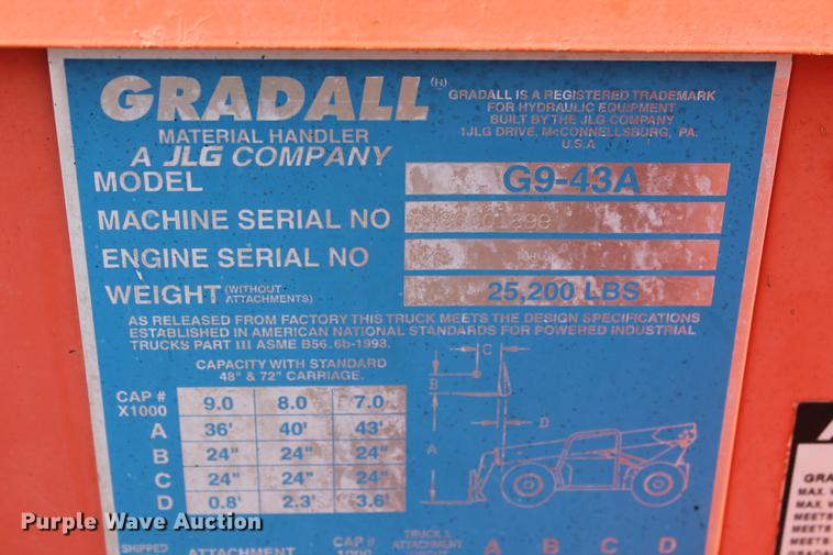 image for item DB5206 2004 JLG Gradall G9-43A telehandler