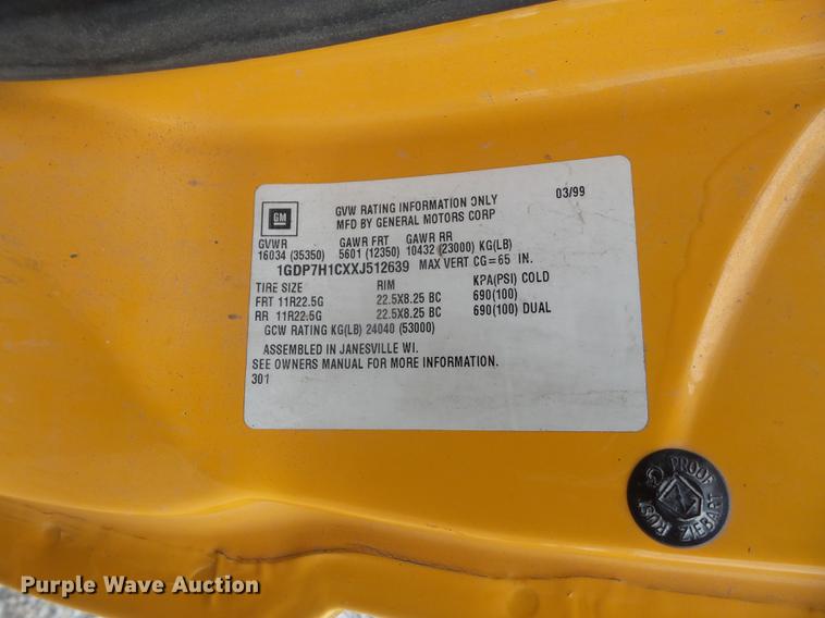 image for item DB6162 1999 GMC C7500 dump truck