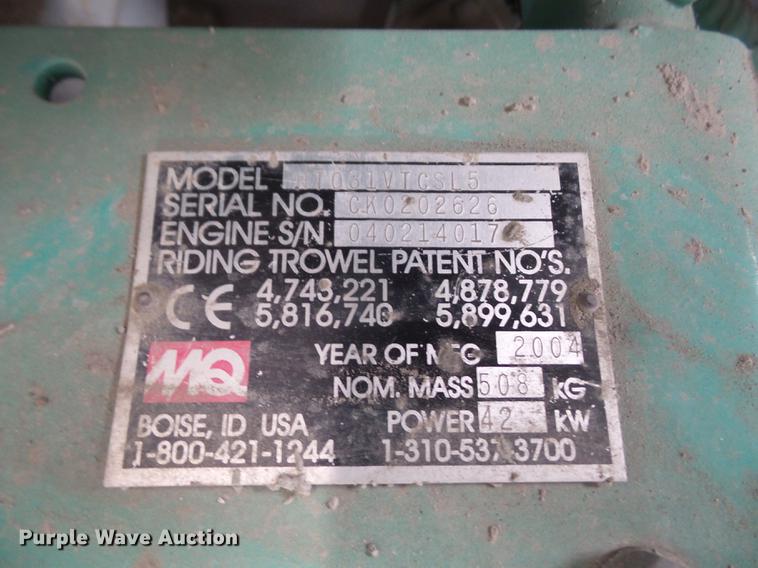 image for item DB6170 2004 Whiteman HT031VTCSL5 power trowel