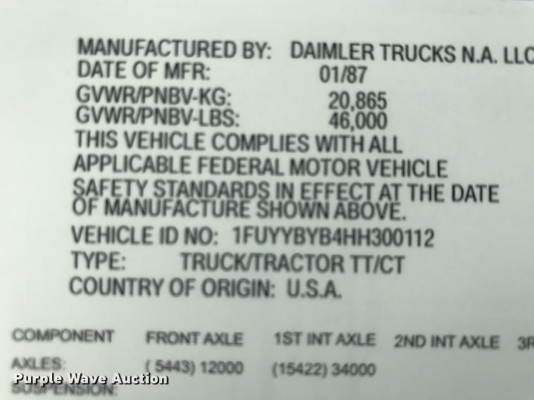 image for item DB7171 1987 Freightliner FLC dump truck