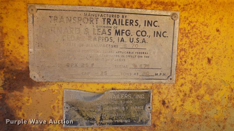image for item DC4209 1970 Transport Trailers GPX25F lowboy equipment trailer