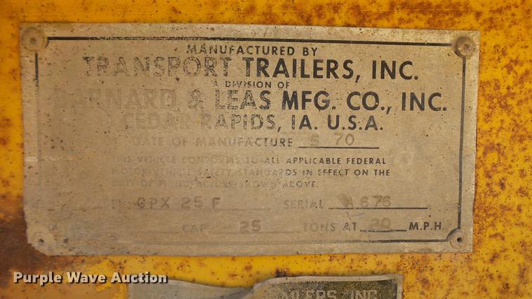 image for item DC4209 1970 Transport Trailers GPX25F lowboy equipment trailer