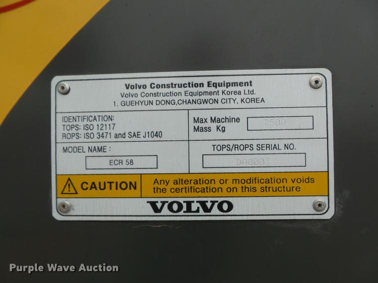 image for item DC7337 2013 Volvo ECR58 mini excavator