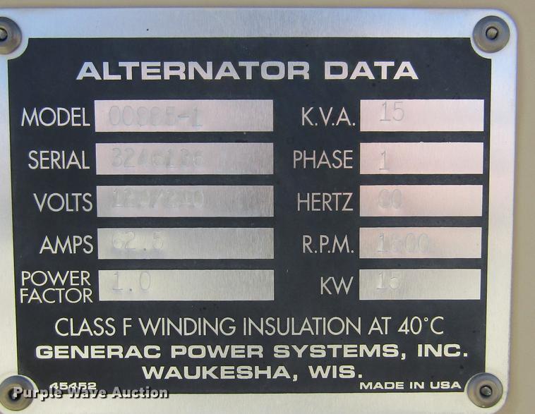 image for item DD2711 1998 Generac 00995-1 generator