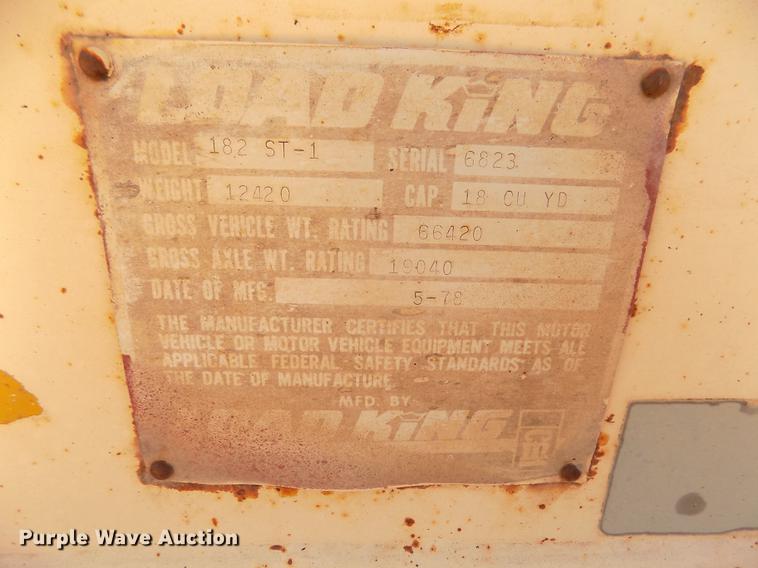 image for item DD2763 1978 Load King 182ST-1 bottom dump trailer