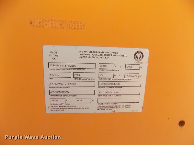 image for item DD2777 2008 JCB 550-170 telehandler