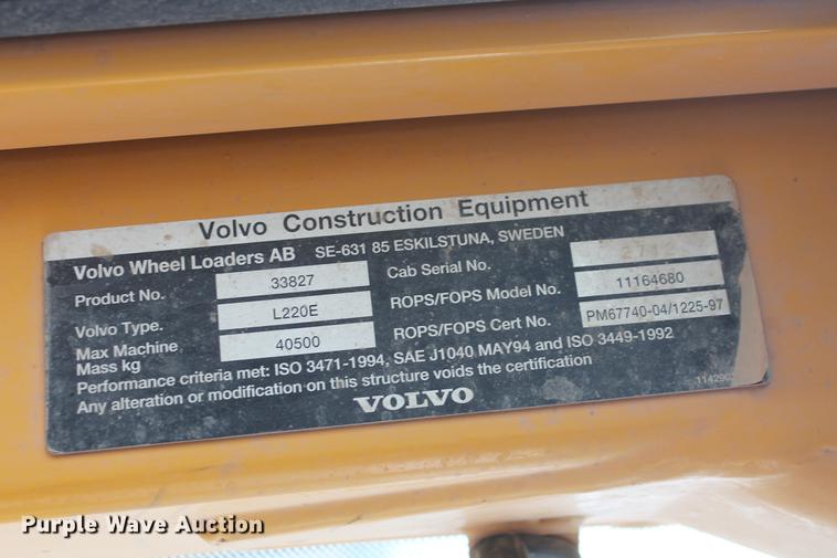 image for item DD4951 2006 Volvo L220E wheel loader