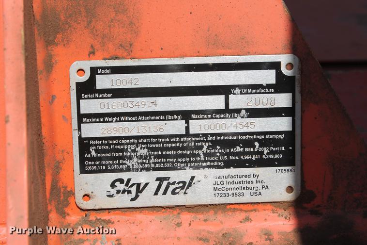 image for item DD4960 2008 Sky Trak 10042 telehandler