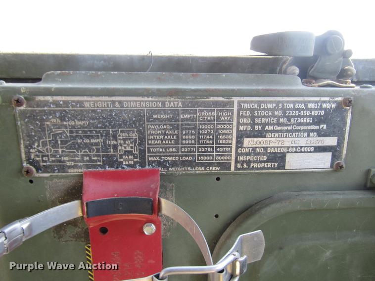 image for item DD7439 1972 Am General M817 dump truck