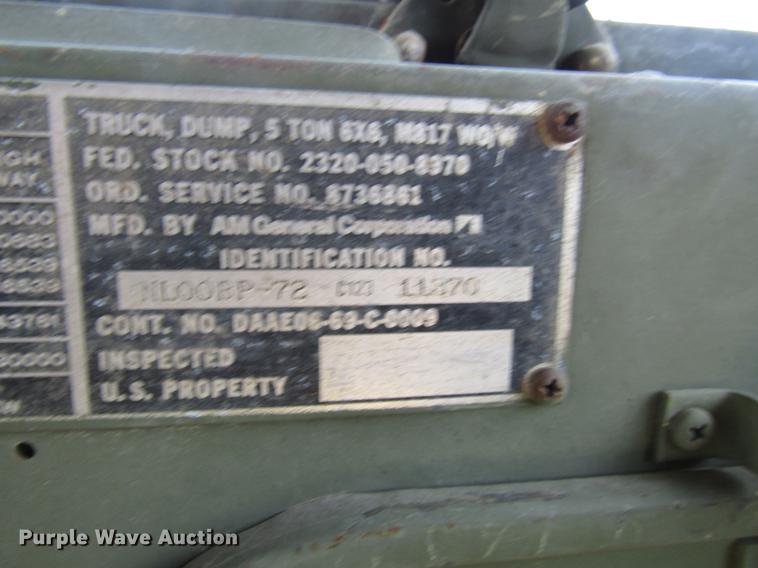image for item DD7439 1972 Am General M817 dump truck