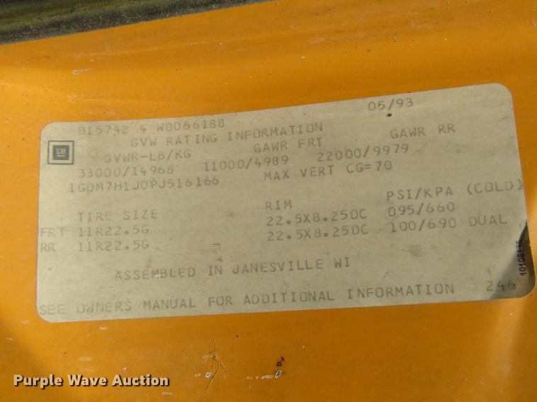 image for item DD7443 1993 GMC TopKick dump truck