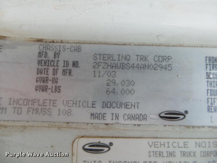 image for item DE3630 2004 Sterling L8500 ready mix truck