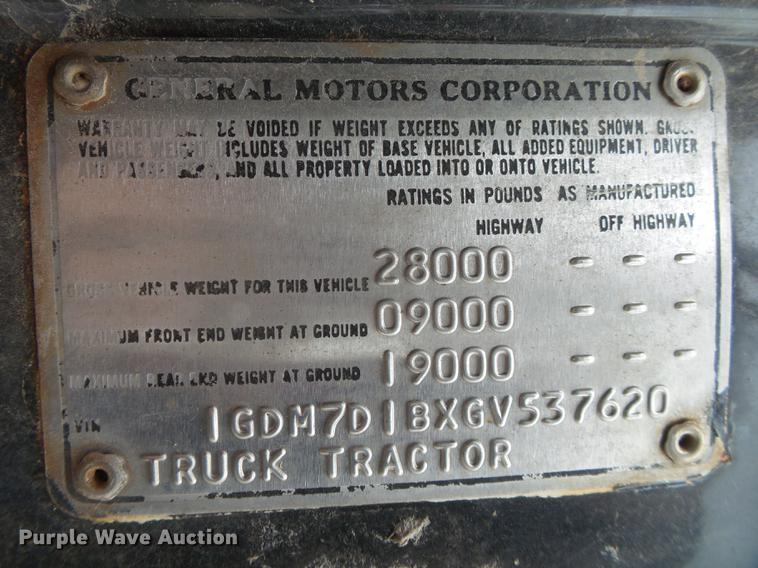 image for item DE3645 1986 GMC TopKick dump truck