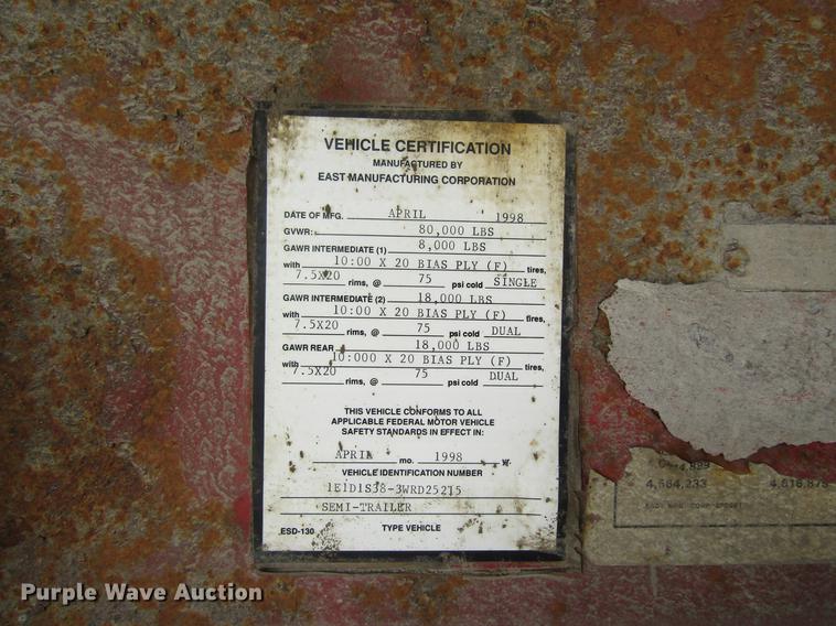 image for item DF3782 1998 East Randolph Eastern end dump trailer