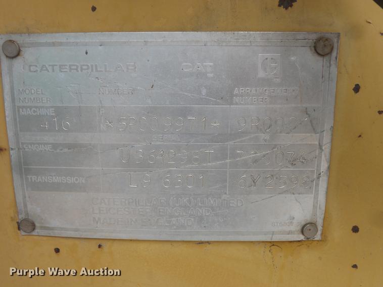 image for item DV9718 1989 Caterpillar 416 backhoe