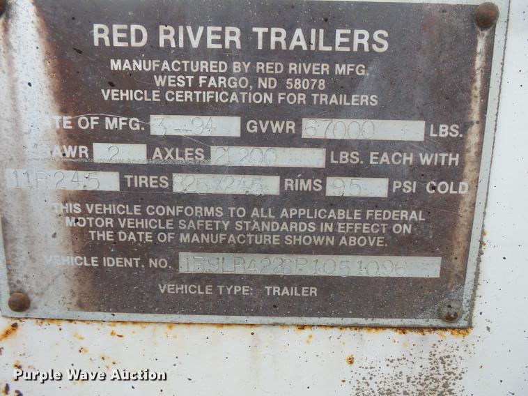 image for item DV9729 1994 Red River LB237 live bottom trailer