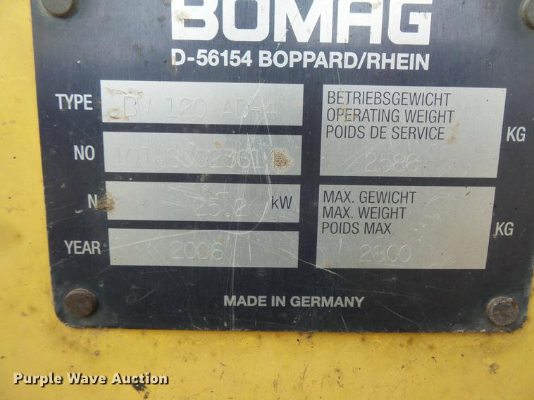 image for item DV9737 2006 Bomag BW120 double drum vibratory roller