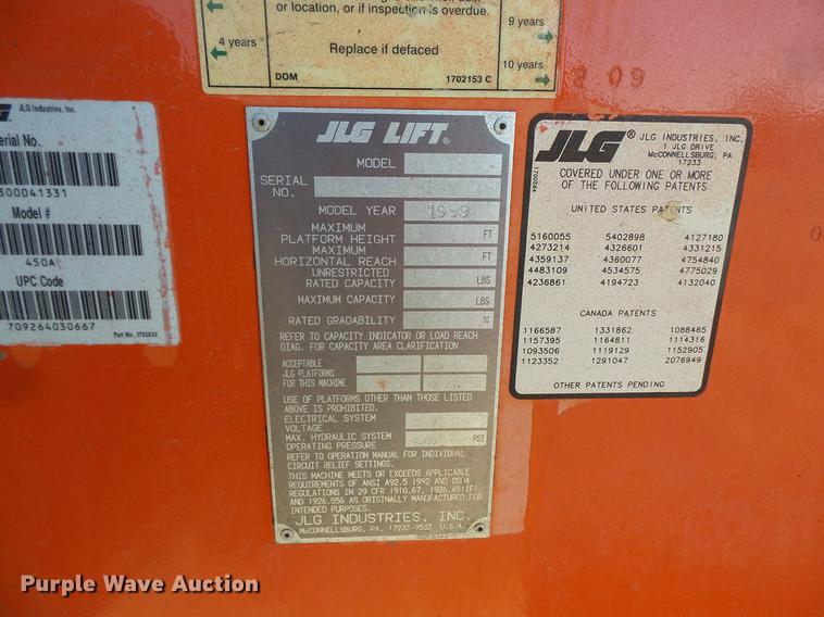 image for item DW9721 1991 JLG 450A boom lift
