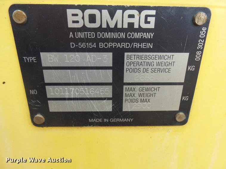 image for item DX9095 2001 Bomag BW120AD-3 double drum vibratory roller