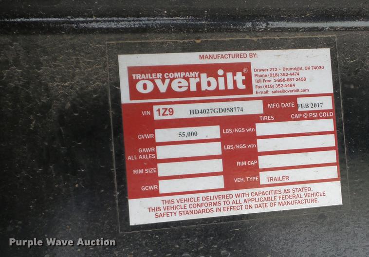 image for item J8515 2016 Overbilt Tag A Long tilt deck equipment trailer