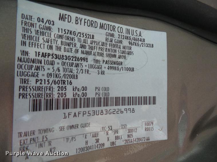 image for item DB6111 2003 Ford Taurus