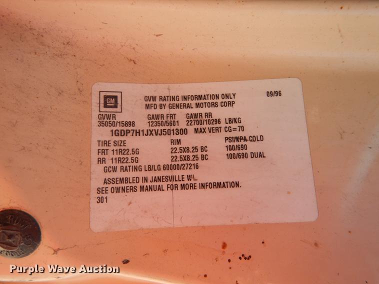 image for item DB6127 1997 GMC C8500 dump truck