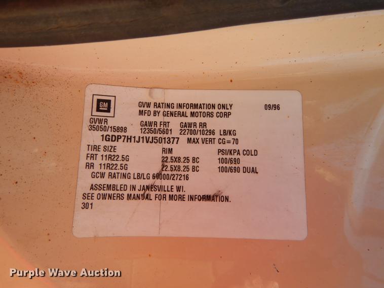 image for item DB6129 1997 GMC C8500 dump truck