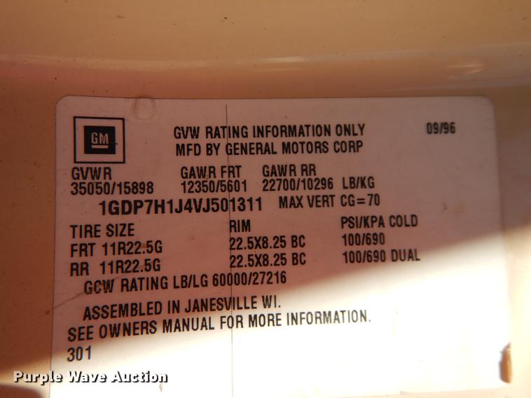 image for item DB6131 1997 GMC C8500 dump truck