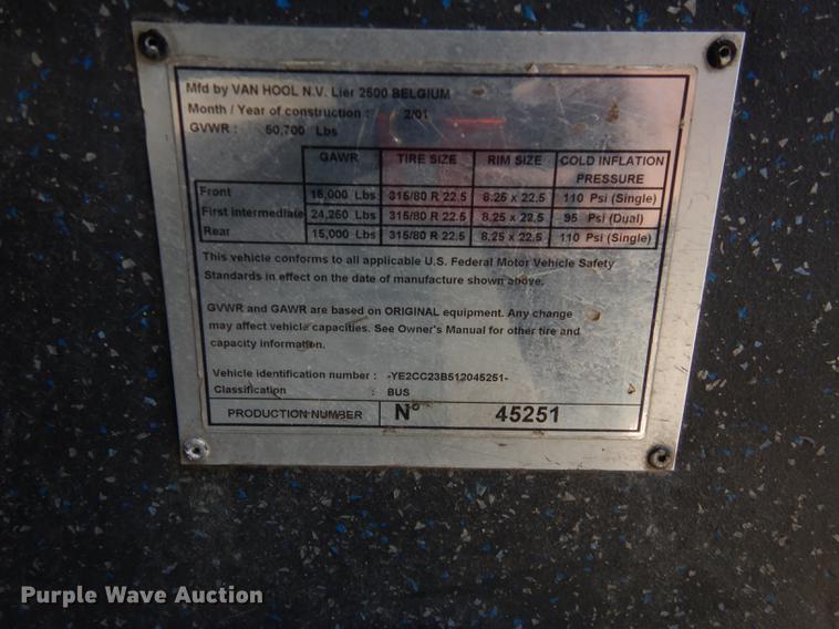 image for item DB6201 2001 Van Hool C2045L transit bus