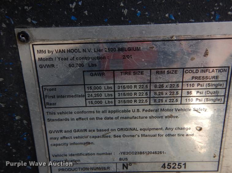 image for item DB6201 2001 Van Hool C2045L transit bus