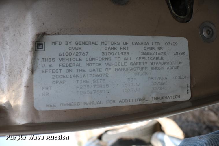 image for item DC7608 1989 Chevrolet 1500 pickup truck