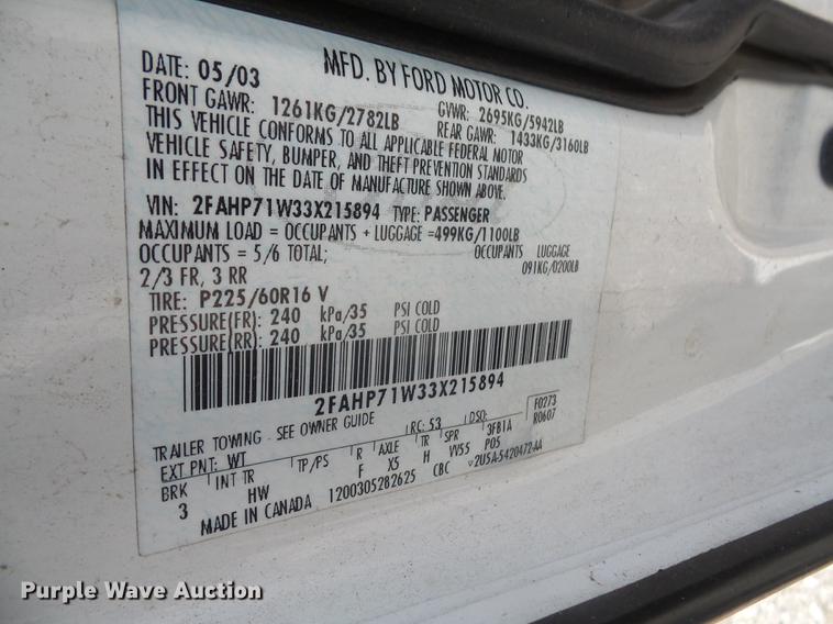 image for item DE1673 2003 Ford Crown Victoria Police Interceptor