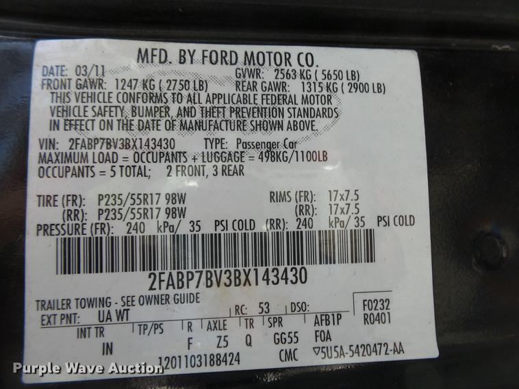 image for item DE3641 2011 Ford Crown Victoria Police Interceptor