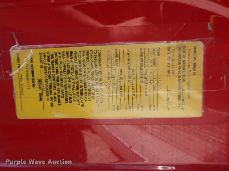 image for item DF3677 1995 Freightliner FL70 fire truck