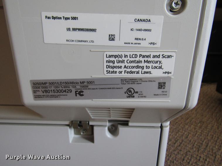 image for item EO9004 Ricoh Aficio MP-5001SP copy machine