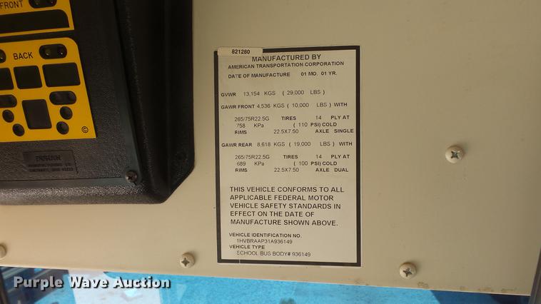 image for item EX9215 2001 International school bus