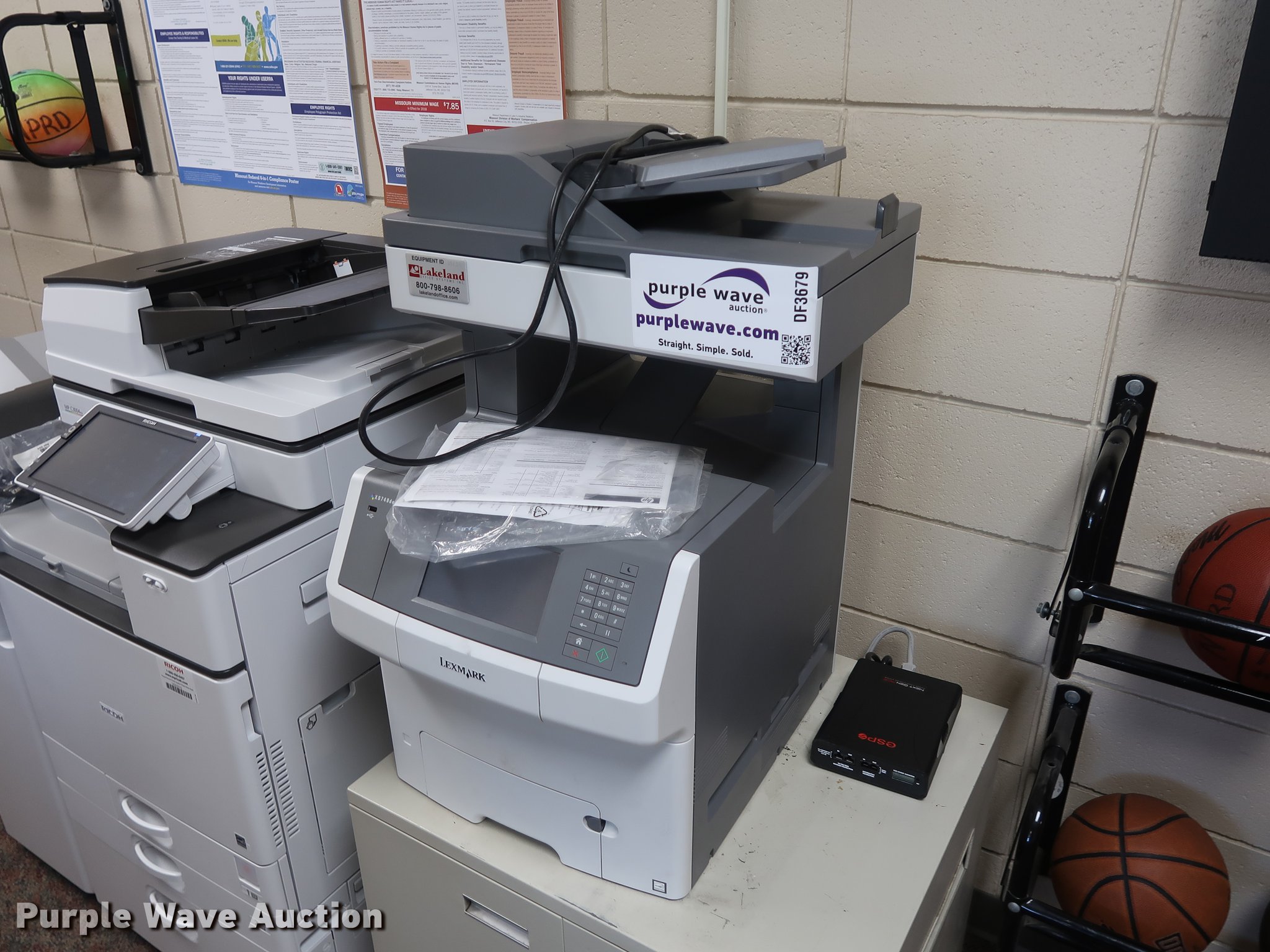 Lexmark XS748DE printer in Nevada, MO Item DF3679 sold Purple Wave