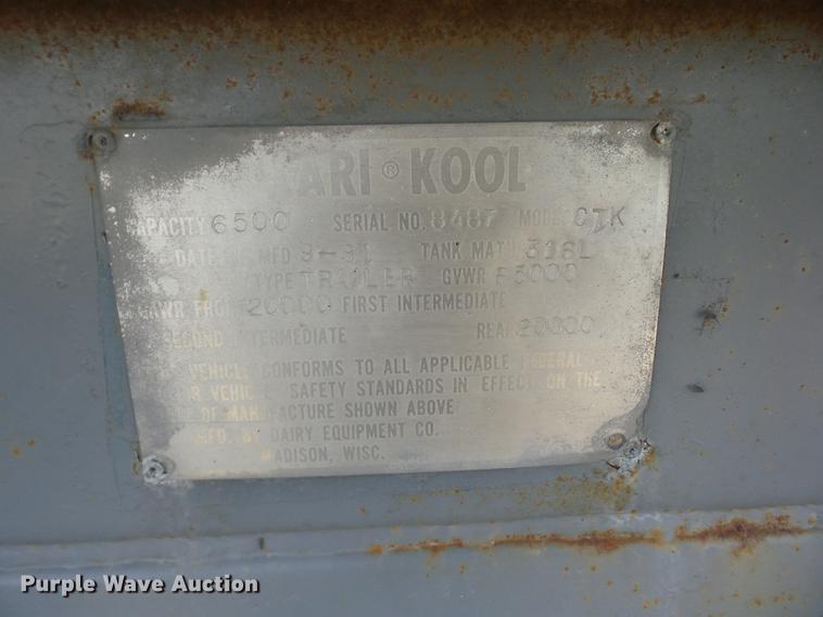 image for item BI9554 1981 Kari Kool CKT tank trailer
