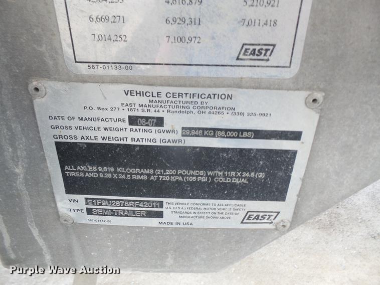 image for item DB6146 2008 East end dump trailer