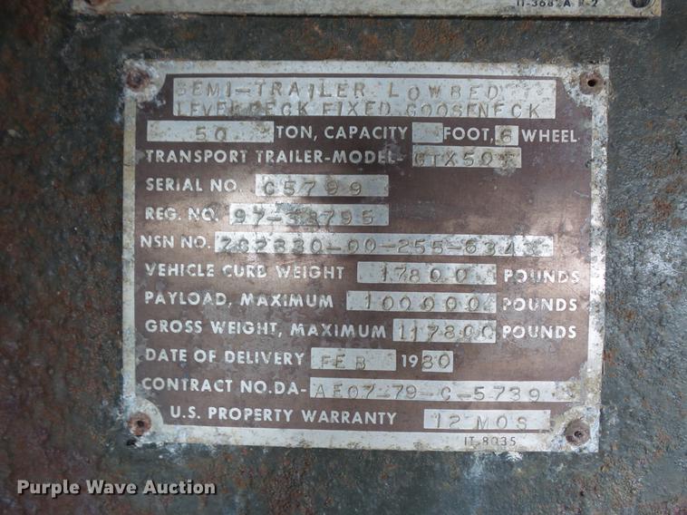 image for item DV9706 1980 Transport GTX50 equipment trailer