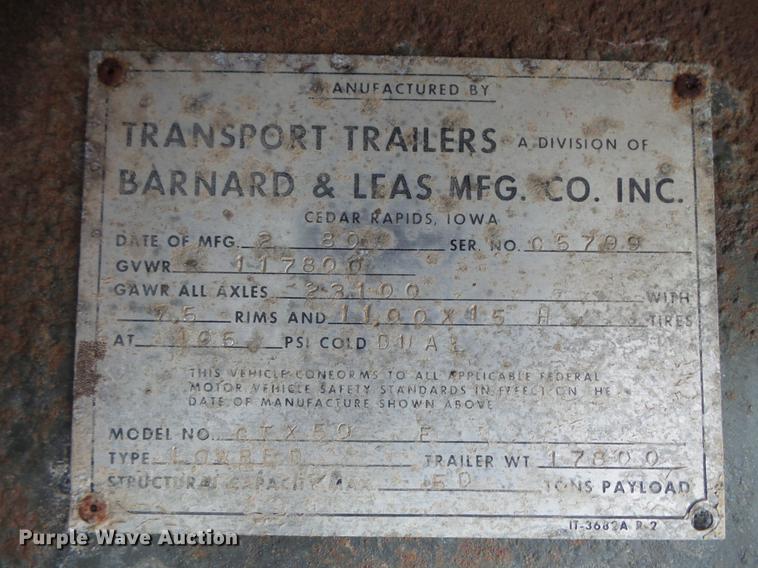 image for item DV9706 1980 Transport GTX50 equipment trailer