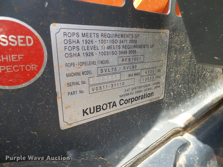 image for item DD1266 2014 Kubota SVL75-2 skid steer