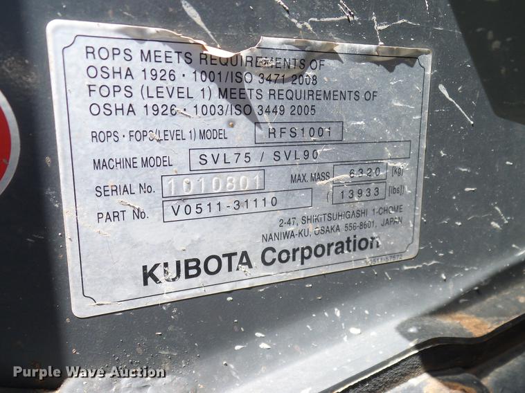 image for item DD1267 2014 Kubota SVL75-2 skid steer