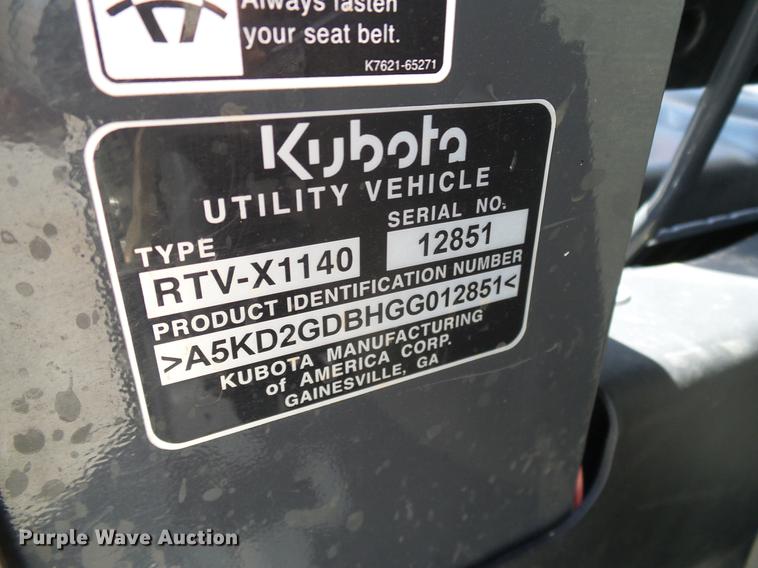 image for item DD1270 2016 Kubota RTVX1140 utility vehicle