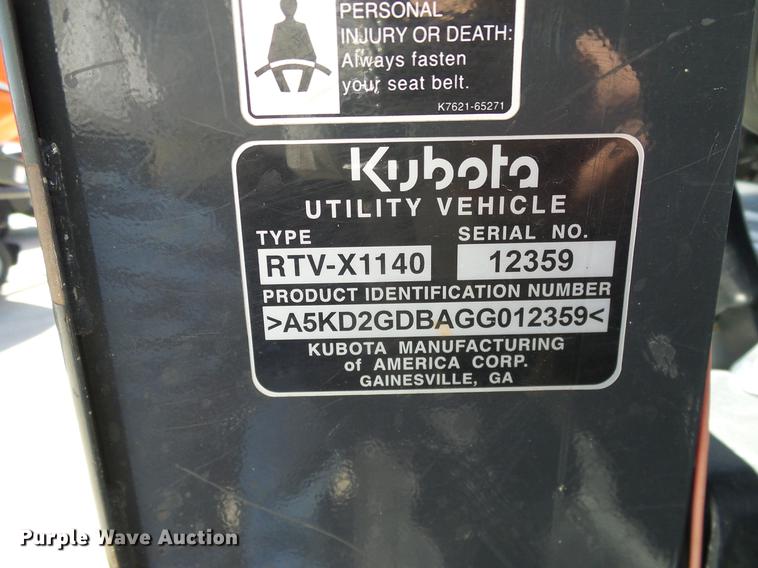 image for item DD1271 2016 Kubota RTVX1140 utility vehicle