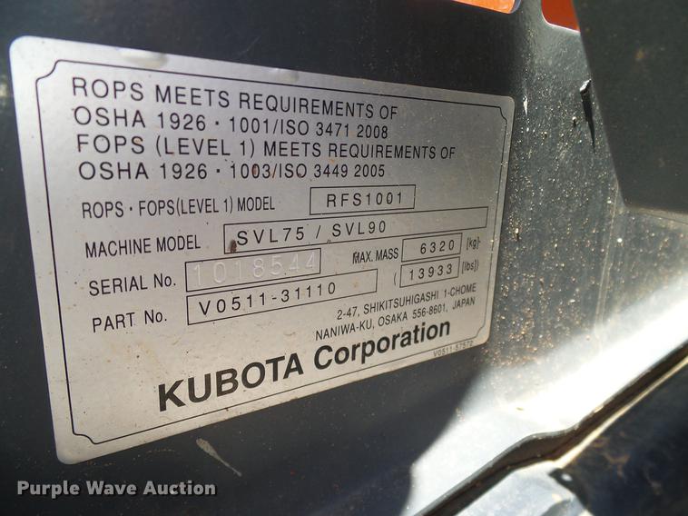 image for item DD1273 2015 Kubota SVL75-2 skid steer
