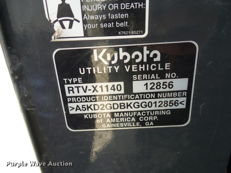 image for item DD1276 2016 Kubota RTVX1140 utility vehicle